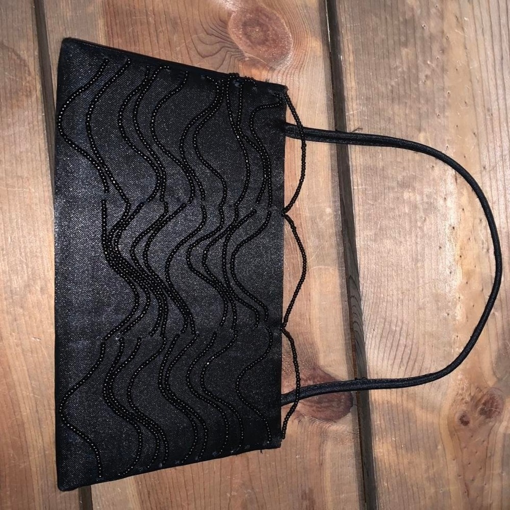 Black mini purse with dangle beads - Picture 2 of 4